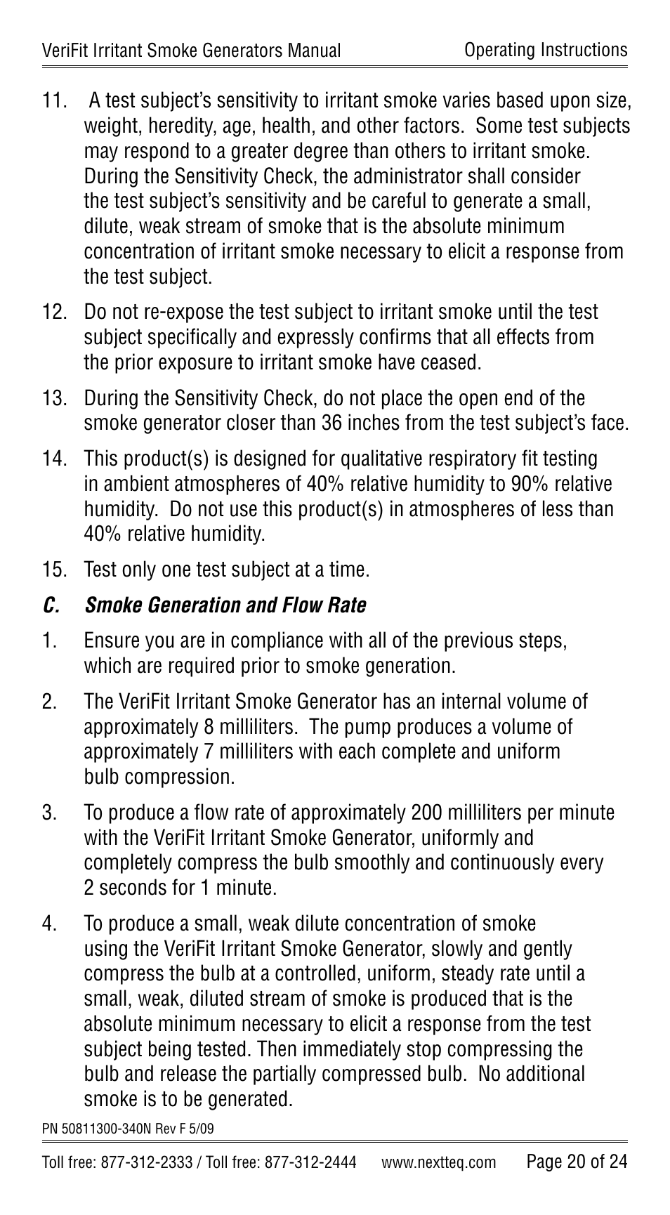 Nextteq VeriFit Irritant Smoke Generators for Respirator Fit Testing User Manual | Page 23 / 28
