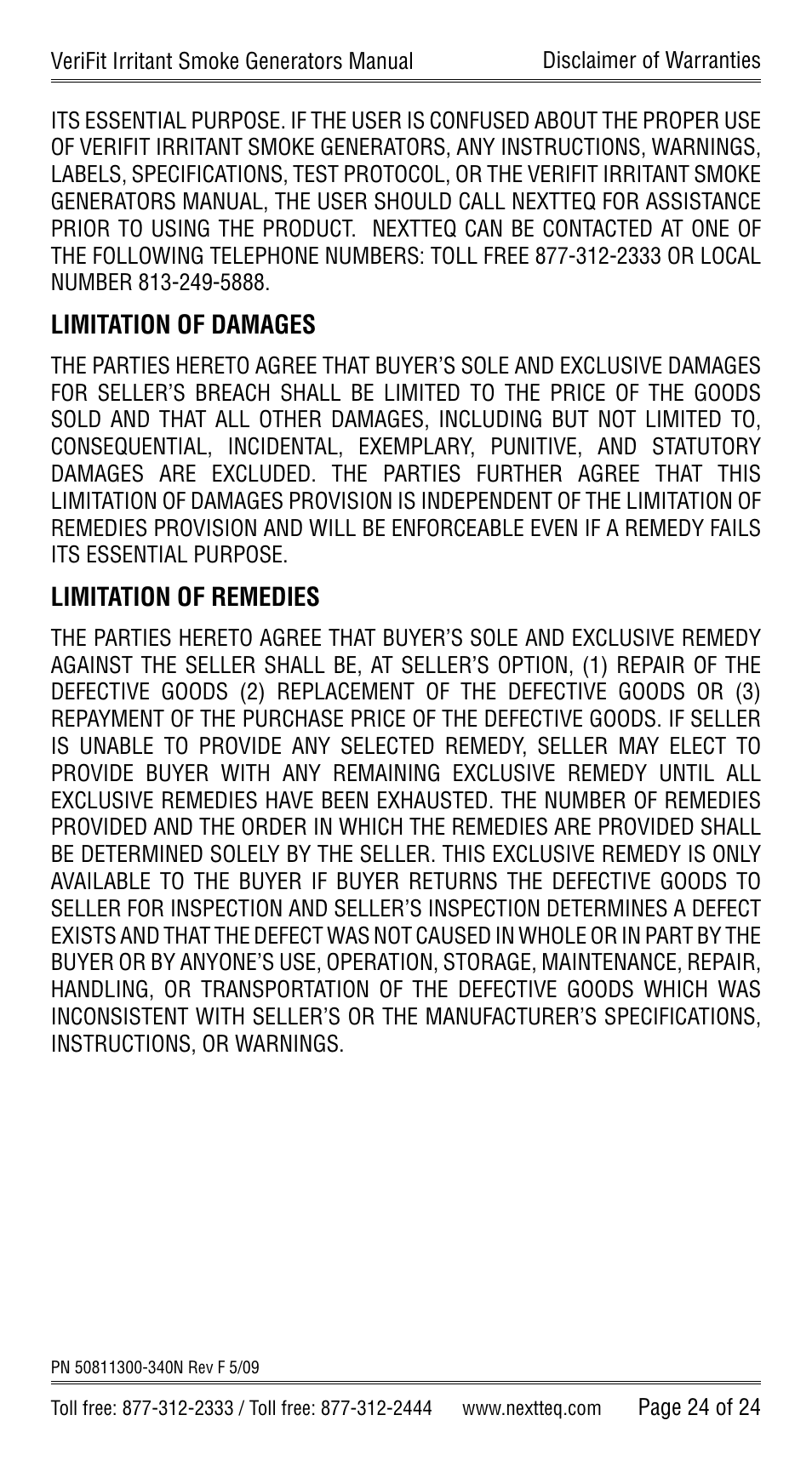 Nextteq VeriFit Irritant Smoke Generators for Respirator Fit Testing User Manual | Page 27 / 28