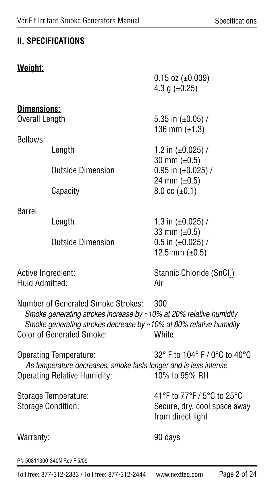 Nextteq VeriFit Irritant Smoke Generators for Respirator Fit Testing User Manual | Page 5 / 28