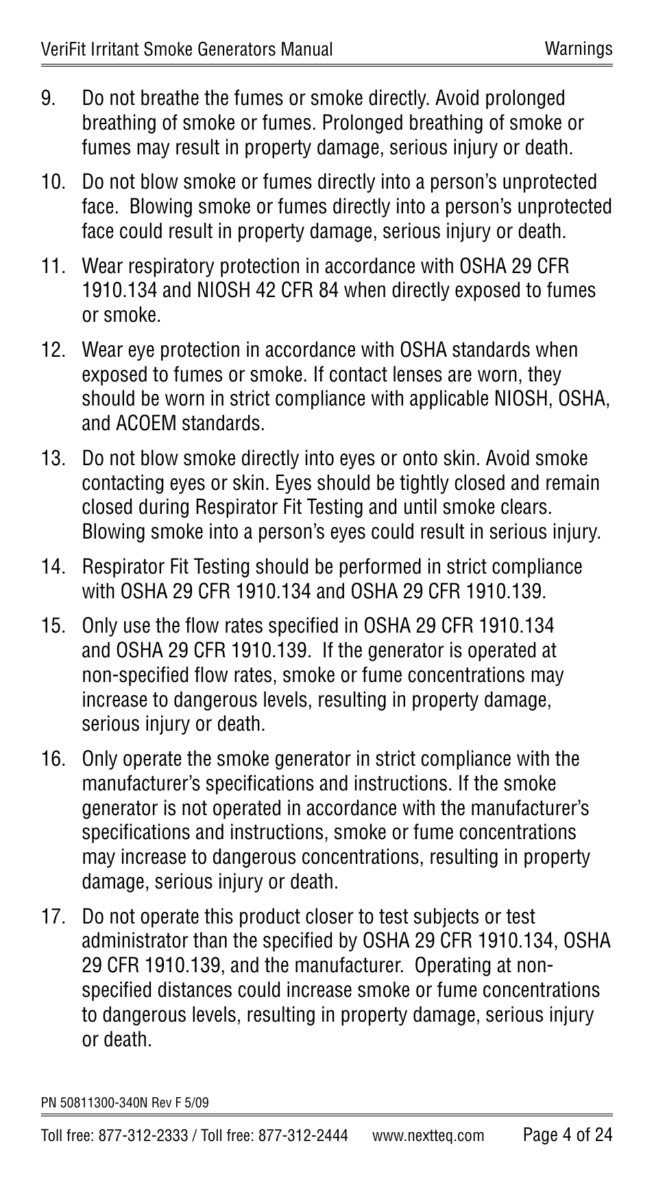 Nextteq VeriFit Irritant Smoke Generators for Respirator Fit Testing User Manual | Page 7 / 28