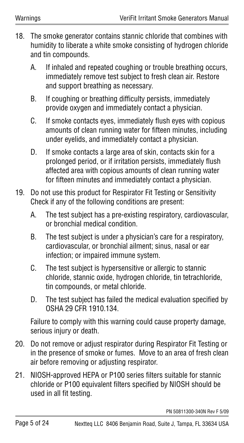 Nextteq VeriFit Irritant Smoke Generators for Respirator Fit Testing User Manual | Page 8 / 28
