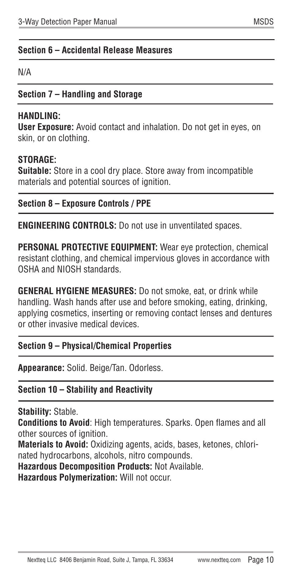 Nextteq 3-Way Detection Paper User Manual | Page 13 / 20