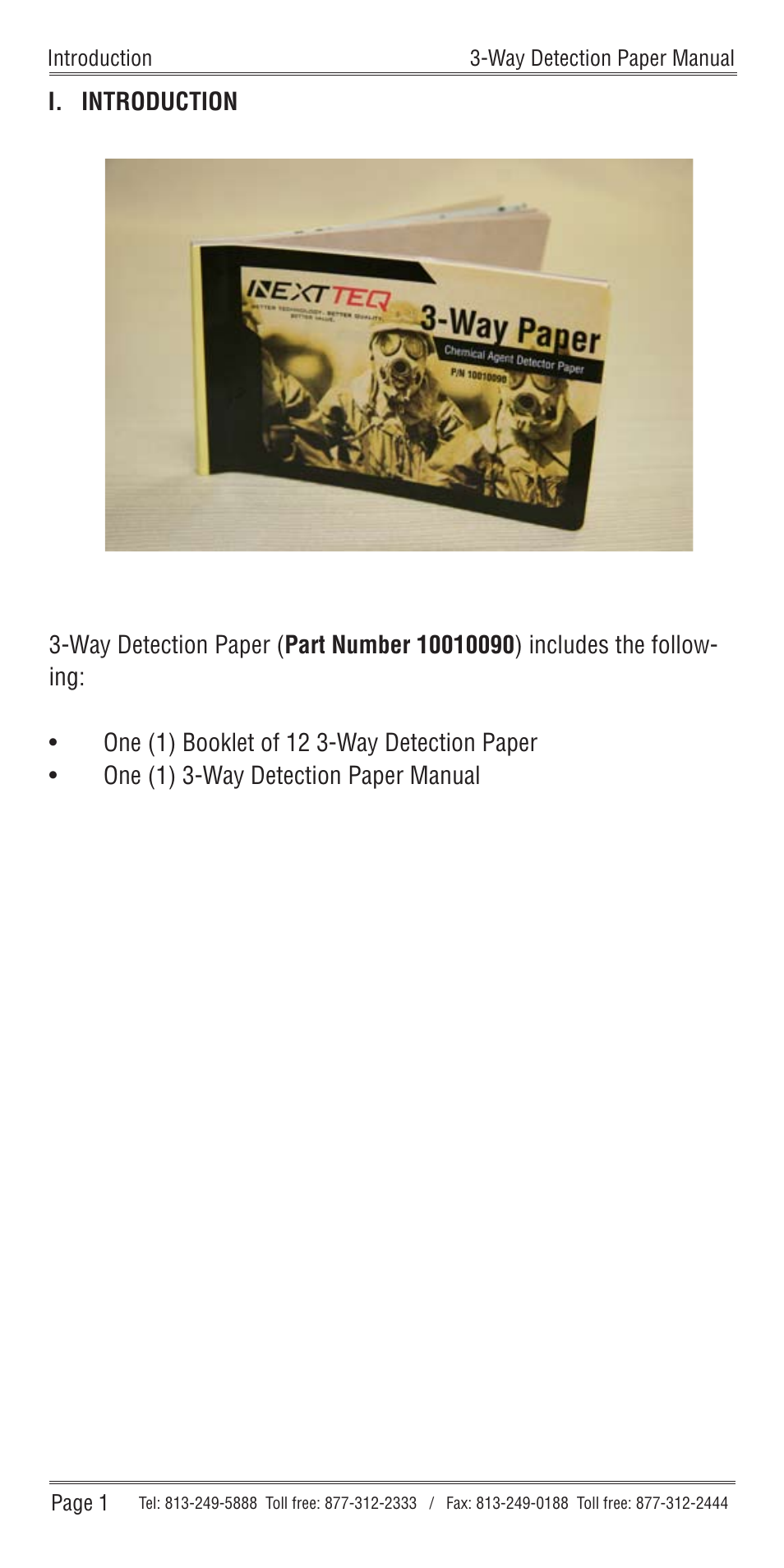 I. introduction | Nextteq 3-Way Detection Paper User Manual | Page 4 / 20