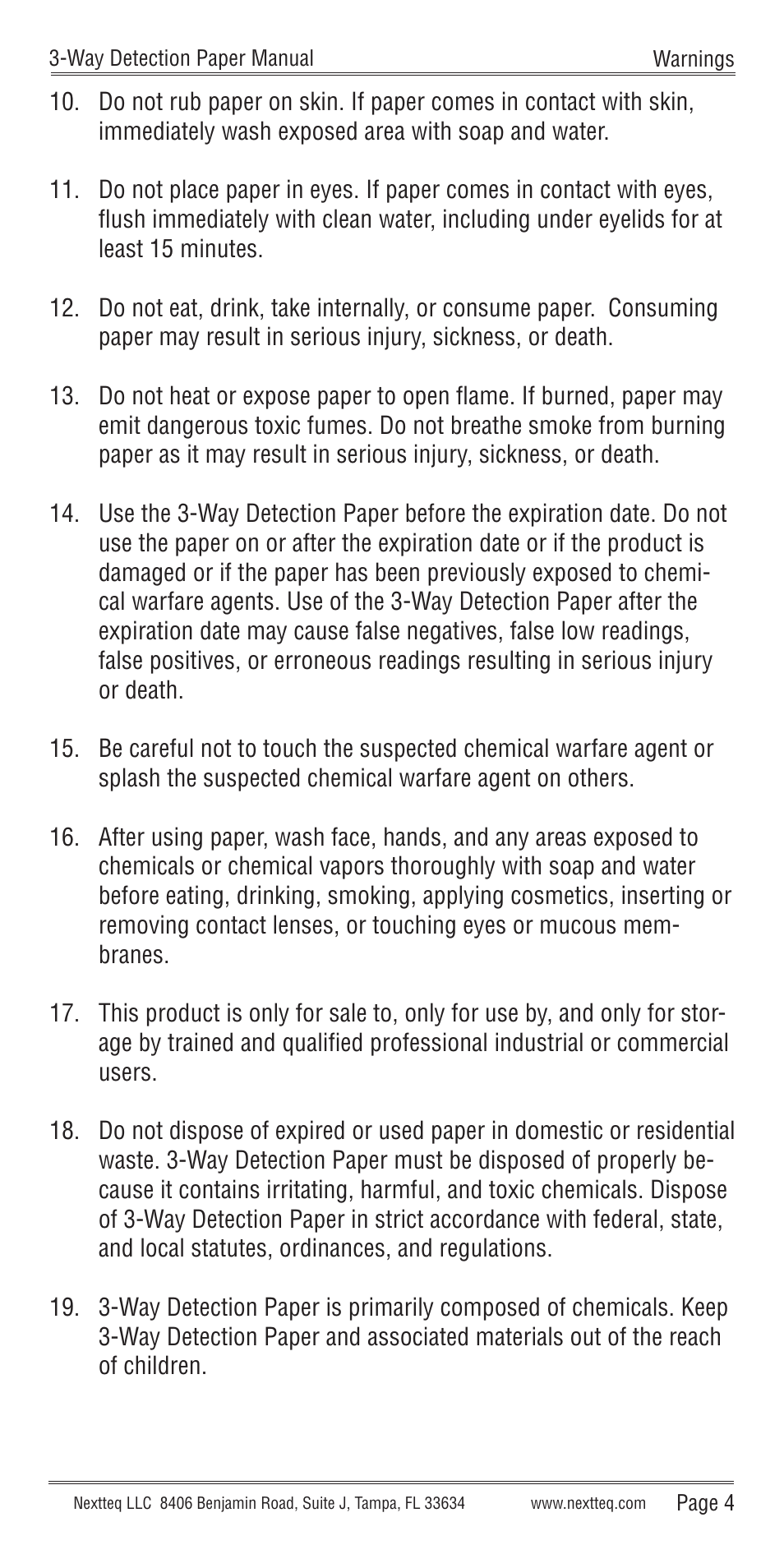 Nextteq 3-Way Detection Paper User Manual | Page 7 / 20
