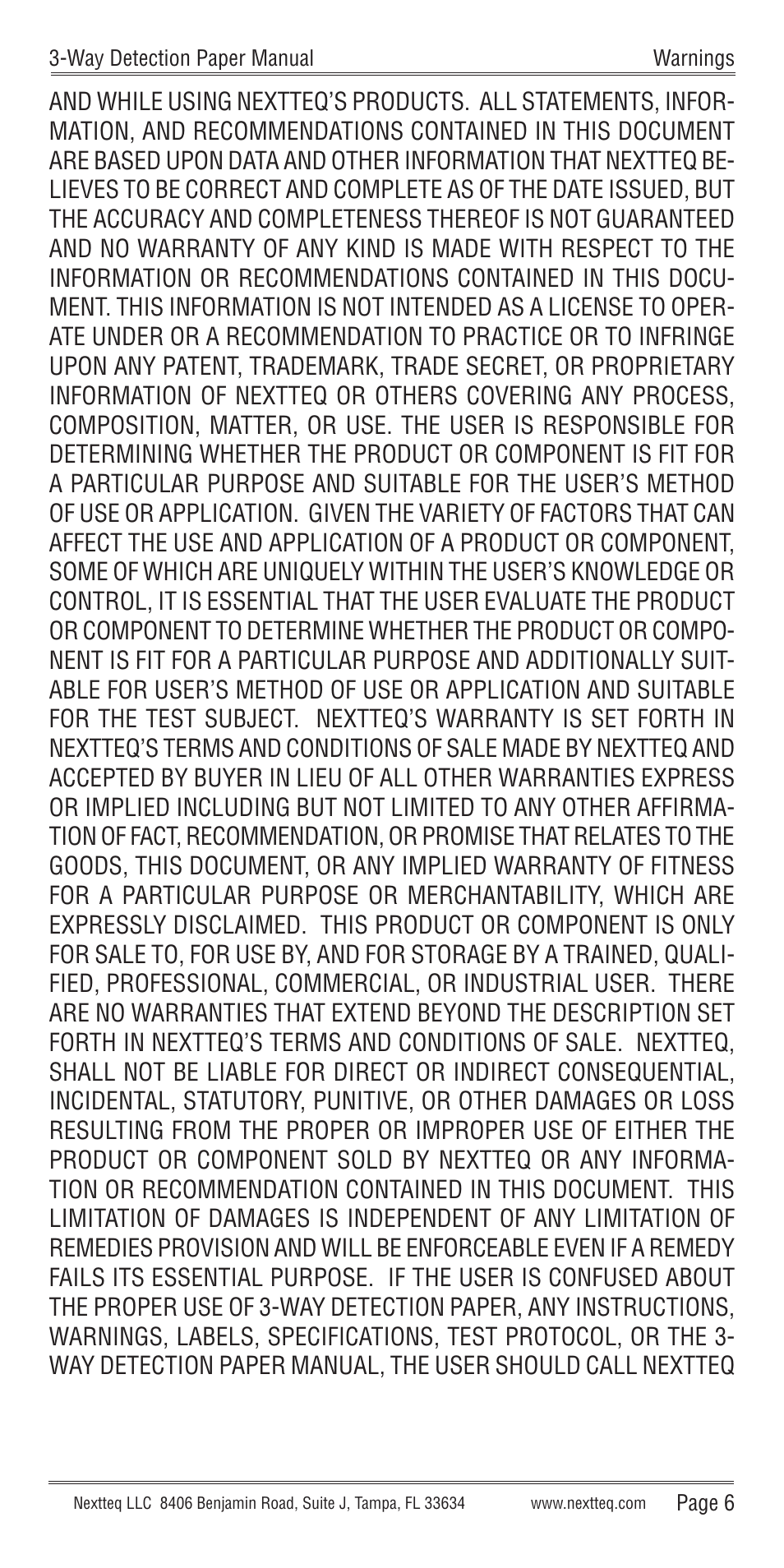 Nextteq 3-Way Detection Paper User Manual | Page 9 / 20