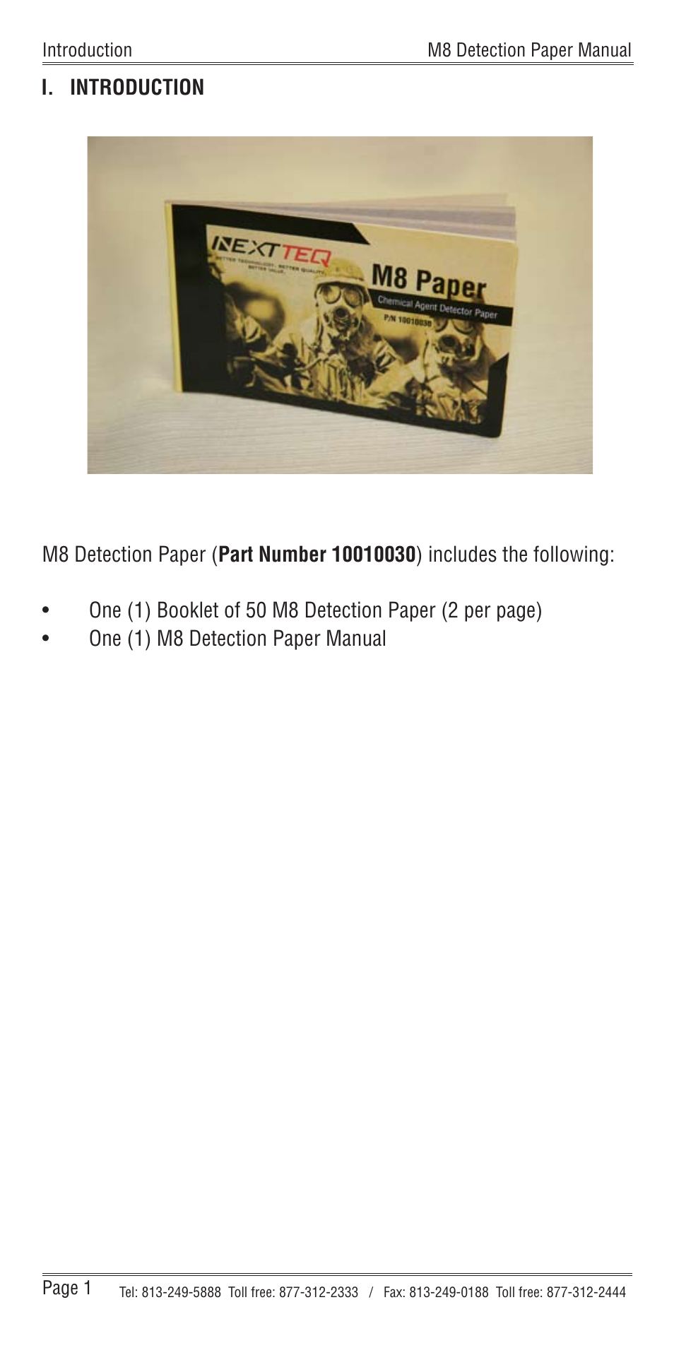 I. introduction | Nextteq M8 Detection Paper User Manual | Page 4 / 20