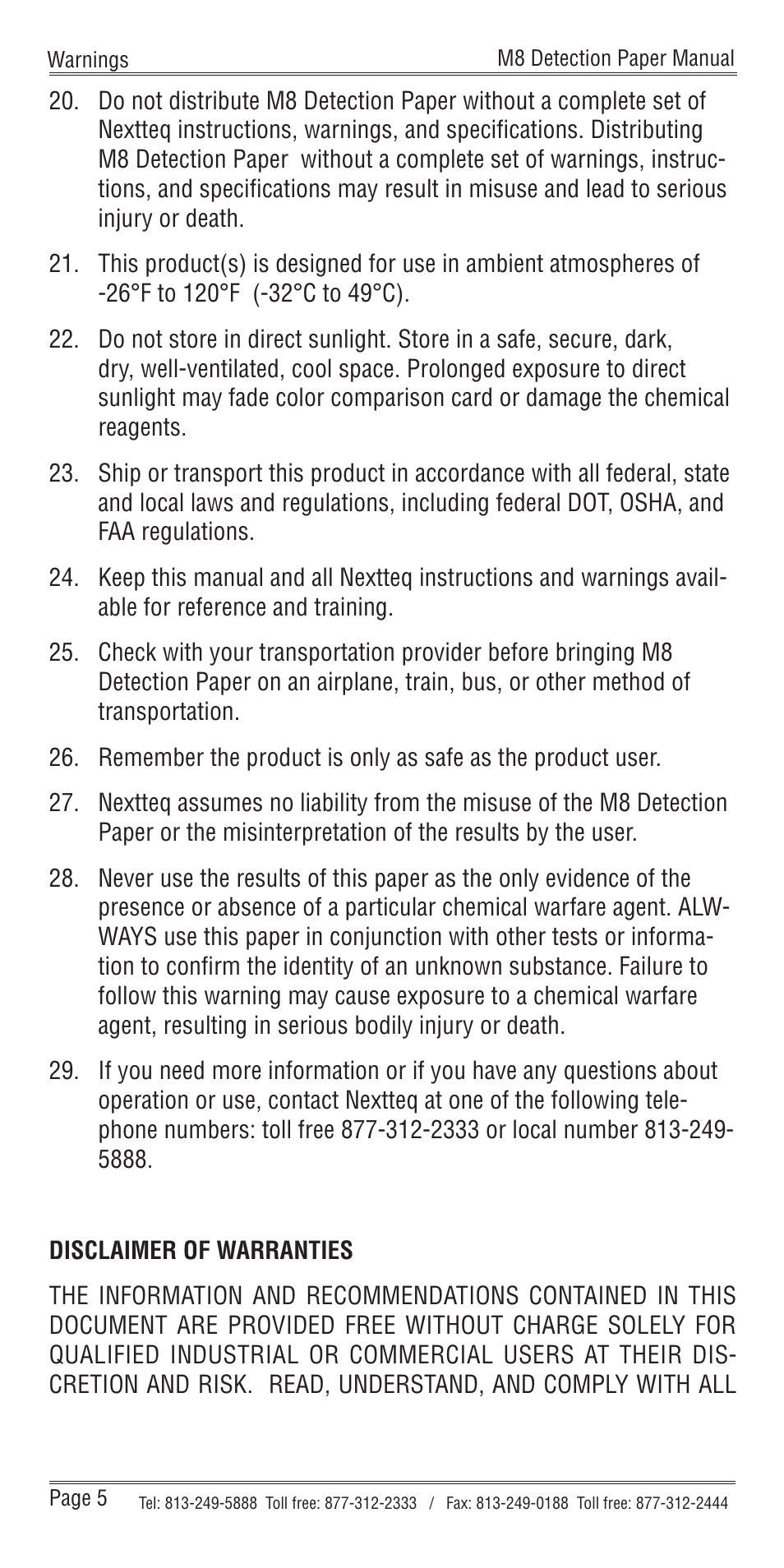 Nextteq M8 Detection Paper User Manual | Page 8 / 20