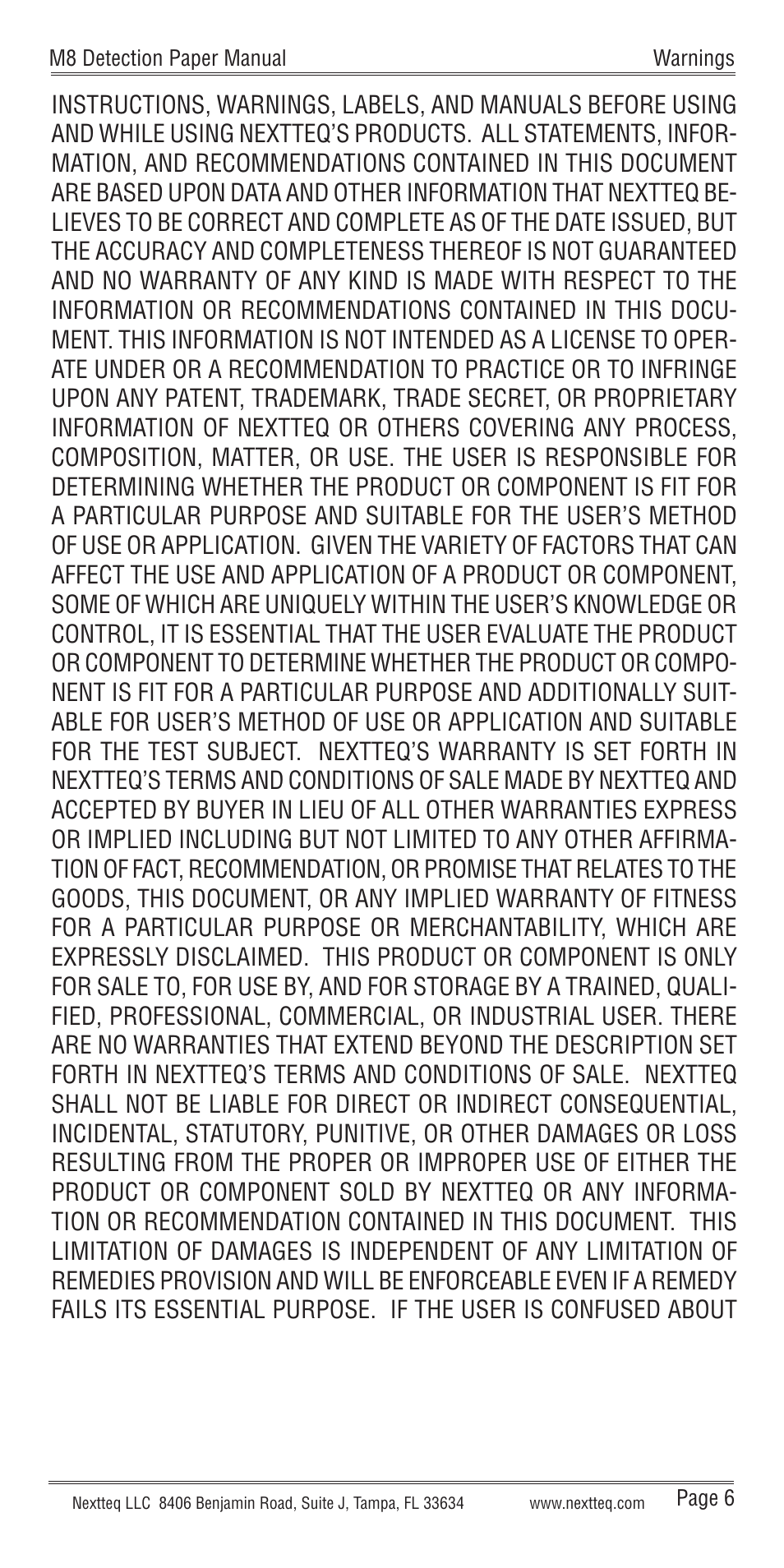 Nextteq M8 Detection Paper User Manual | Page 9 / 20