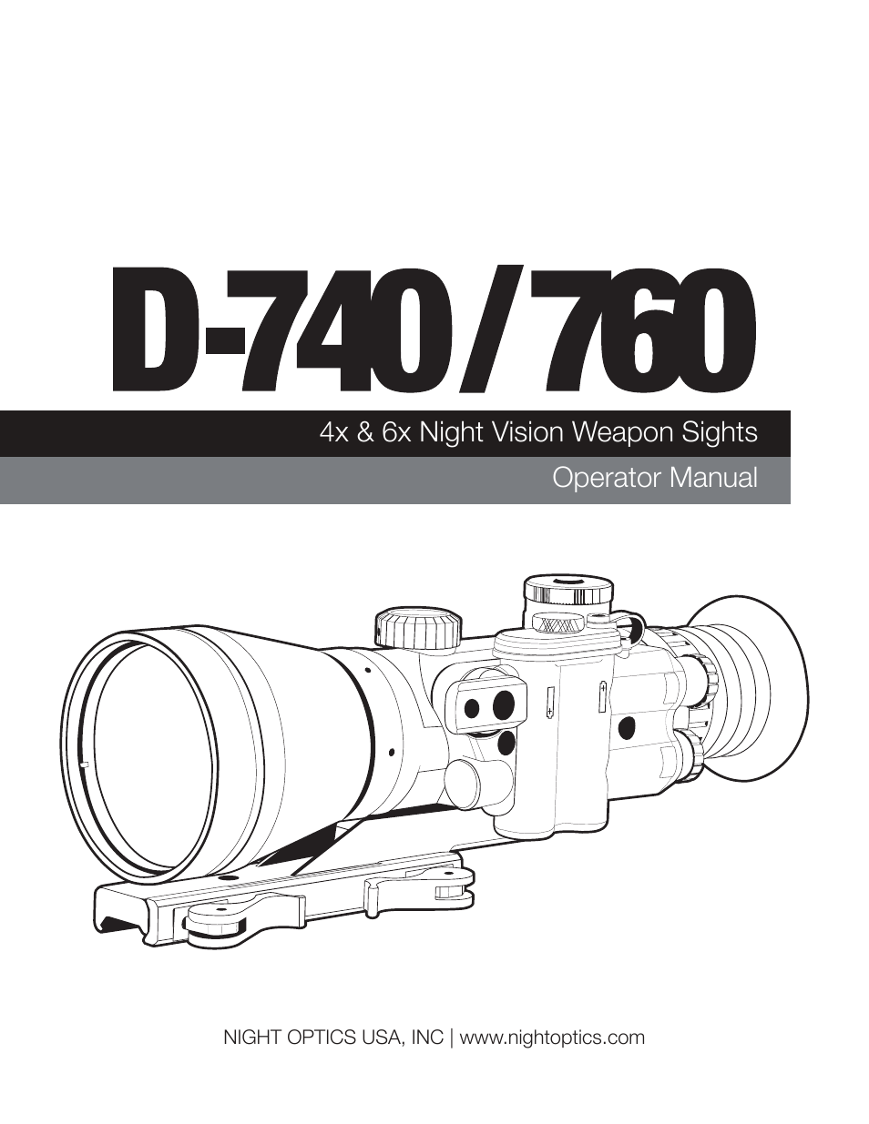 Night Optics Argus 740 4x Gen 3 Gated Night Vision Scope User Manual | 15 pages