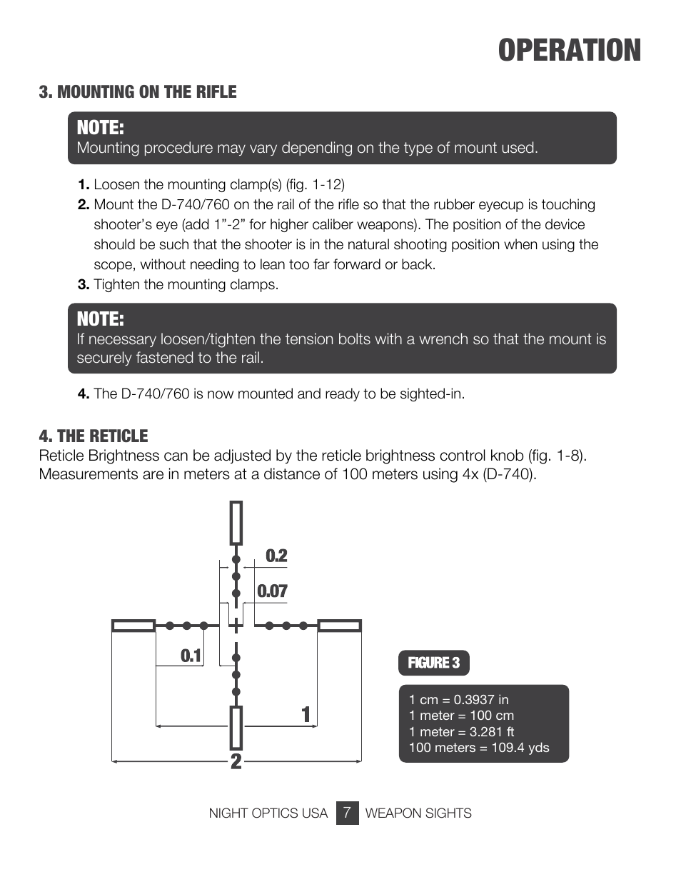 Operation | Night Optics Argus 740 4x Gen 3 Gated Night Vision Scope User Manual | Page 8 / 15