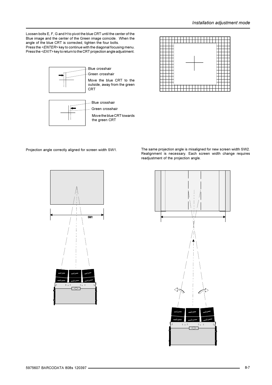 Installation adjustment mode | Barco R9002031 User Manual | Page 34 / 45