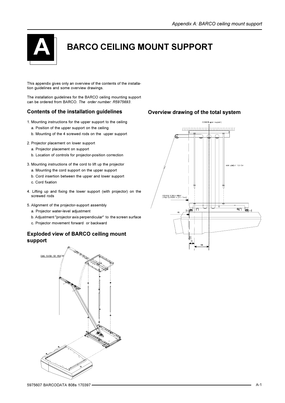 Barco ceiling mount support | Barco R9002031 User Manual | Page 38 / 45