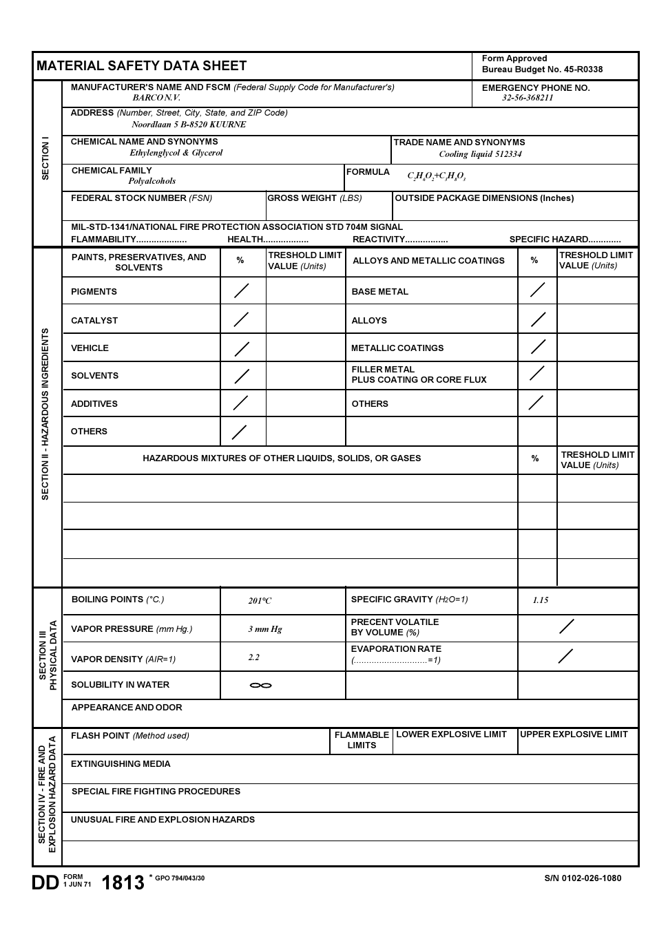 Material safety data sheet | Barco R9002031 User Manual | Page 44 / 45