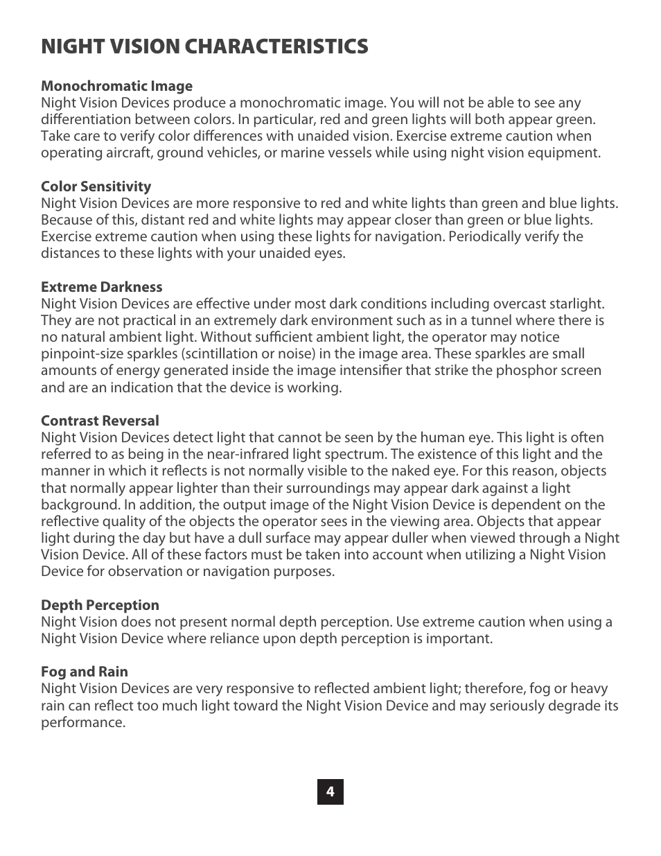 Night vision characteristics | Night Optics D-930 Gen 3 Gated Clip-on Night Vision Scope User Manual | Page 6 / 21