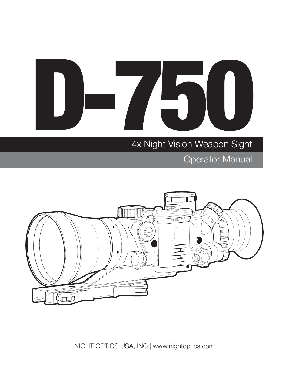 Night Optics Marauder 750 4x Gen 3 Night Vision Riflescope User Manual | 15 pages