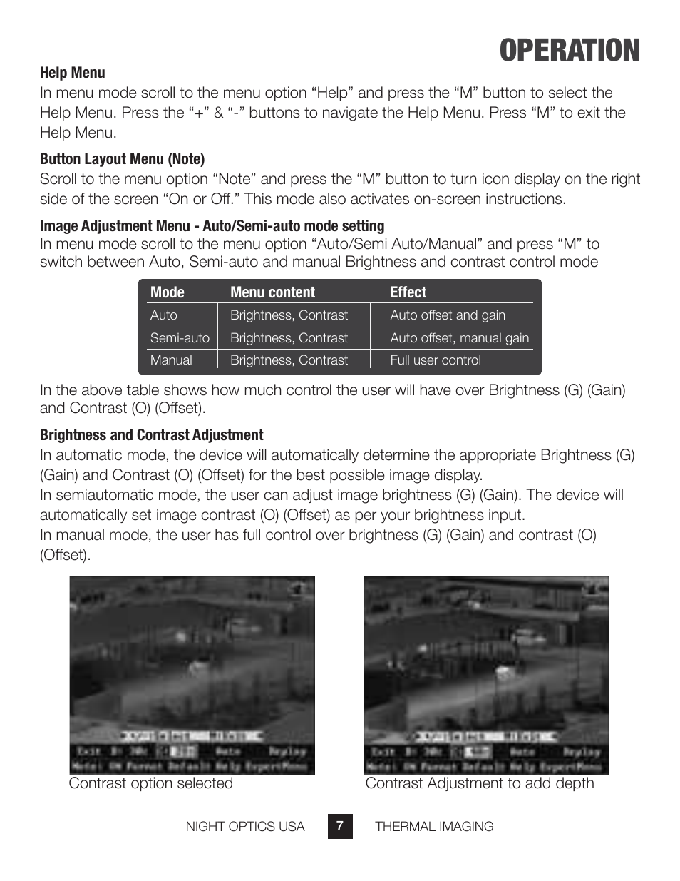 Operation | Night Optics TM-X Thermal Camera (160x120 | 25mm) User Manual | Page 8 / 17