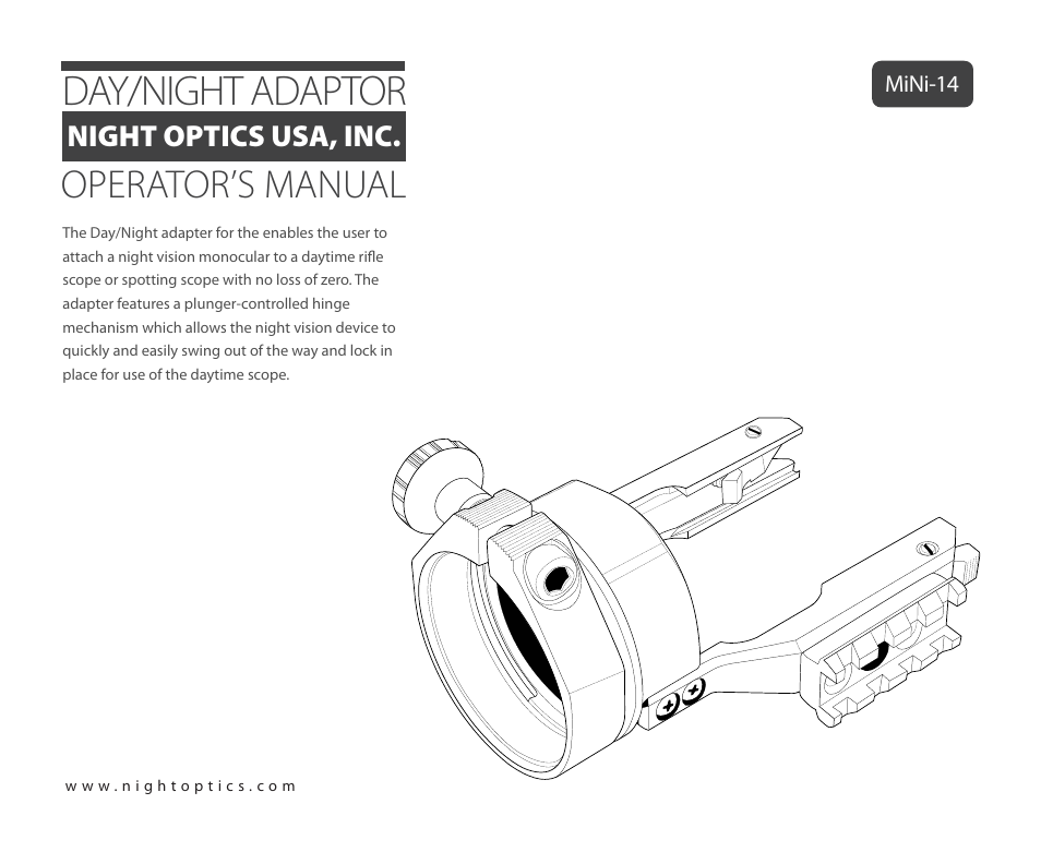 Night Optics Day/Night Adaptor (Mini-14) User Manual | 9 pages