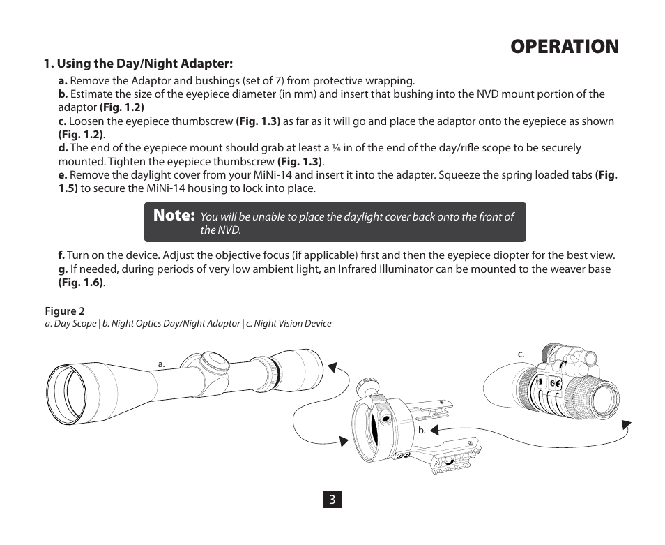 Operation | Night Optics Day/Night Adaptor (Mini-14) User Manual | Page 5 / 9