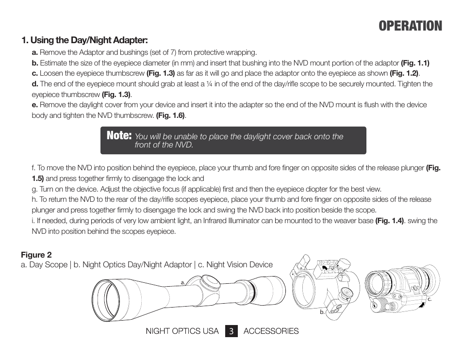 Operation | Night Optics Day/Night Adaptor (D-300) User Manual | Page 5 / 8