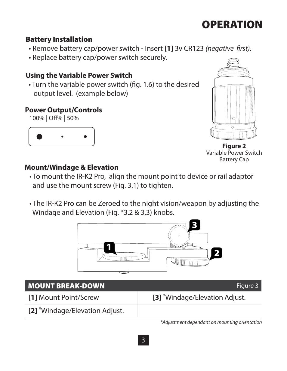 Operation | Night Optics IR-K2 Pro Extra Long-Range IR Illuminator (805nm) User Manual | Page 5 / 10