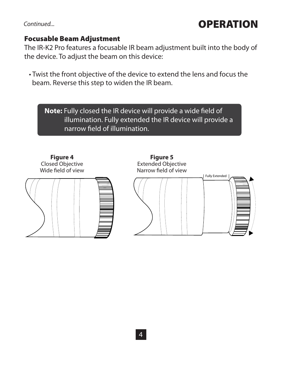 Operation | Night Optics IR-K2 Pro Extra Long-Range IR Illuminator (805nm) User Manual | Page 6 / 10