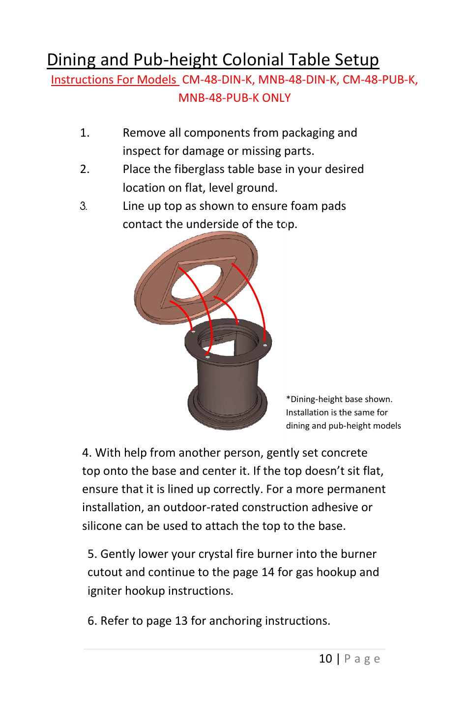 Outdoor Great Room Colonial and Grand Colonial Fire Pit Tables User Manual | Page 10 / 20