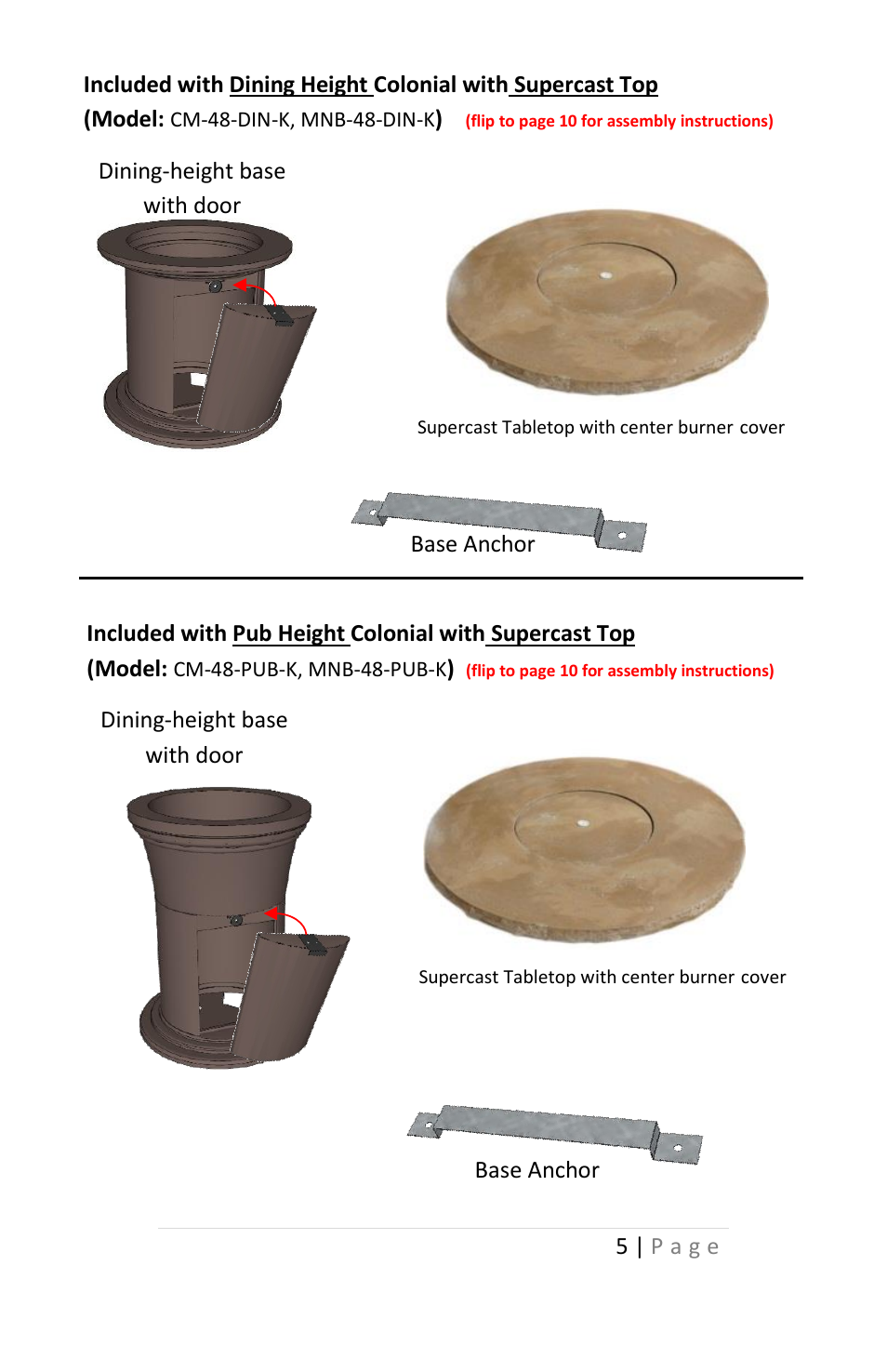 Outdoor Great Room Colonial and Grand Colonial Fire Pit Tables User Manual | Page 5 / 20