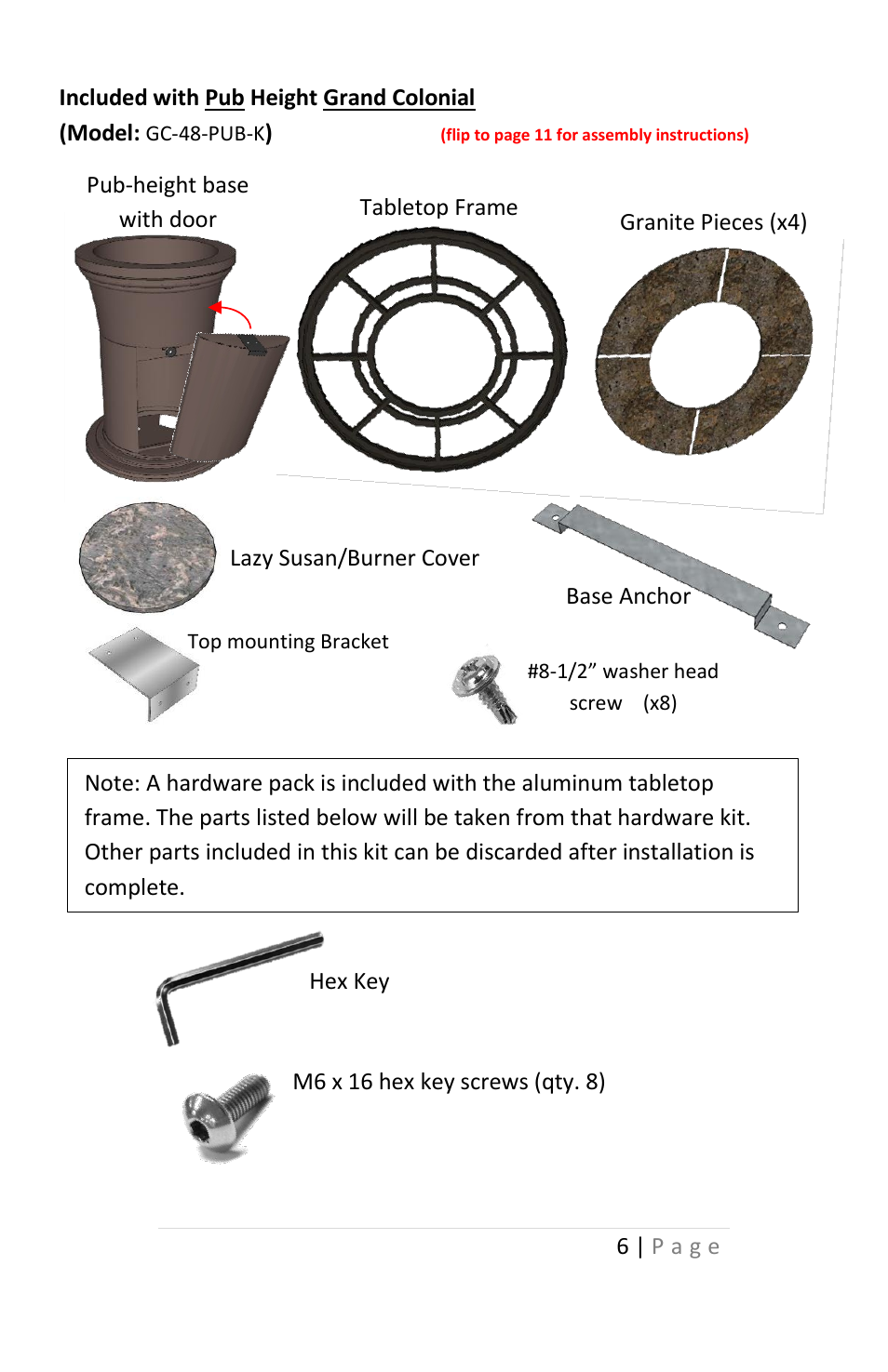 Outdoor Great Room Colonial and Grand Colonial Fire Pit Tables User Manual | Page 6 / 20