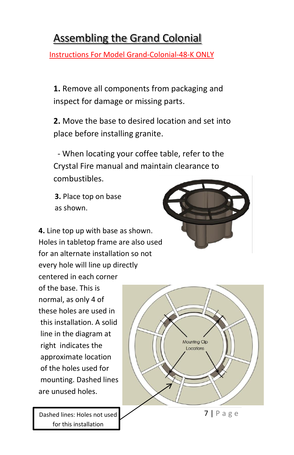 Assembling the grand colonial | Outdoor Great Room Colonial and Grand Colonial Fire Pit Tables User Manual | Page 7 / 20