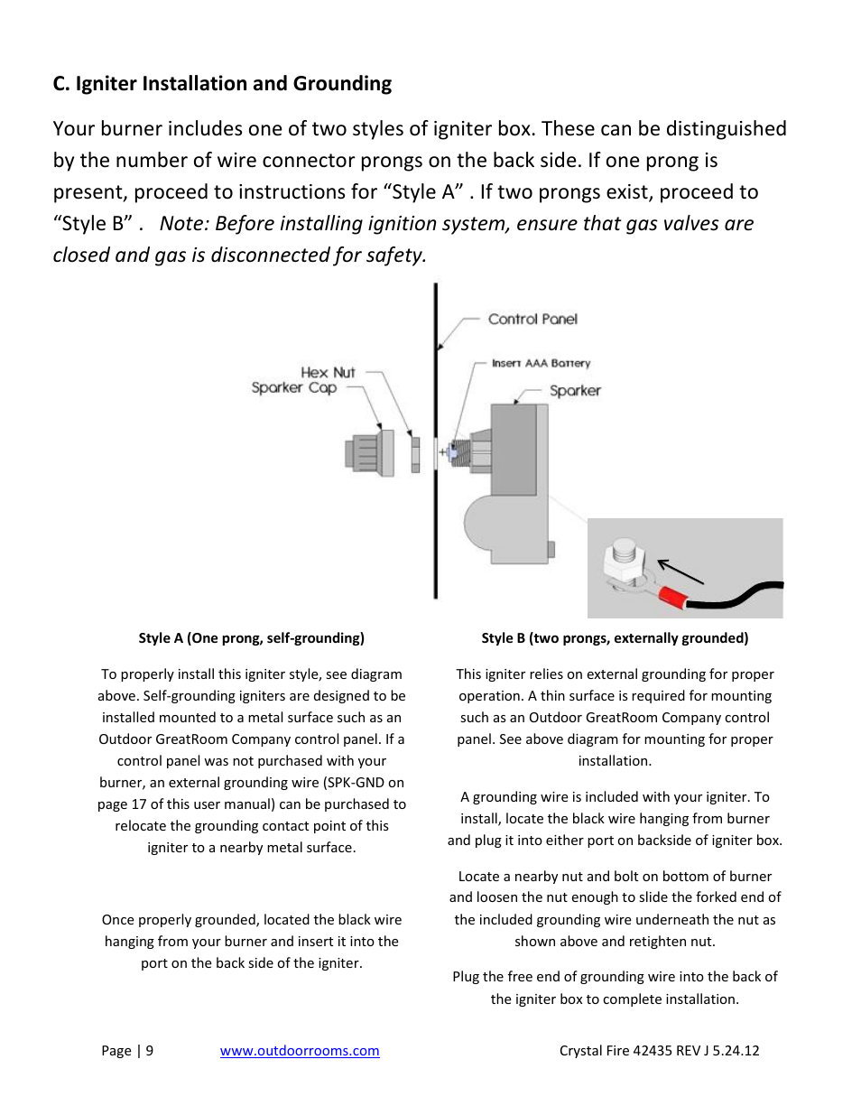 Outdoor Great Room Crystal Fire User Manual | Page 9 / 18