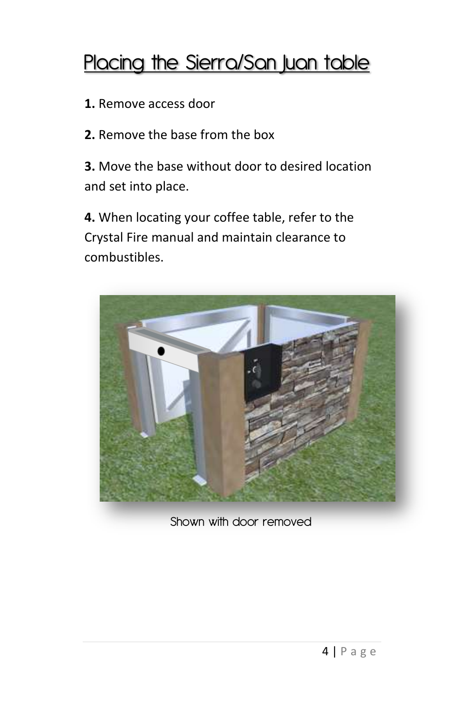 Placing the sierra/san juan table | Outdoor Great Room Grandstone Fire Pit User Manual | Page 4 / 12