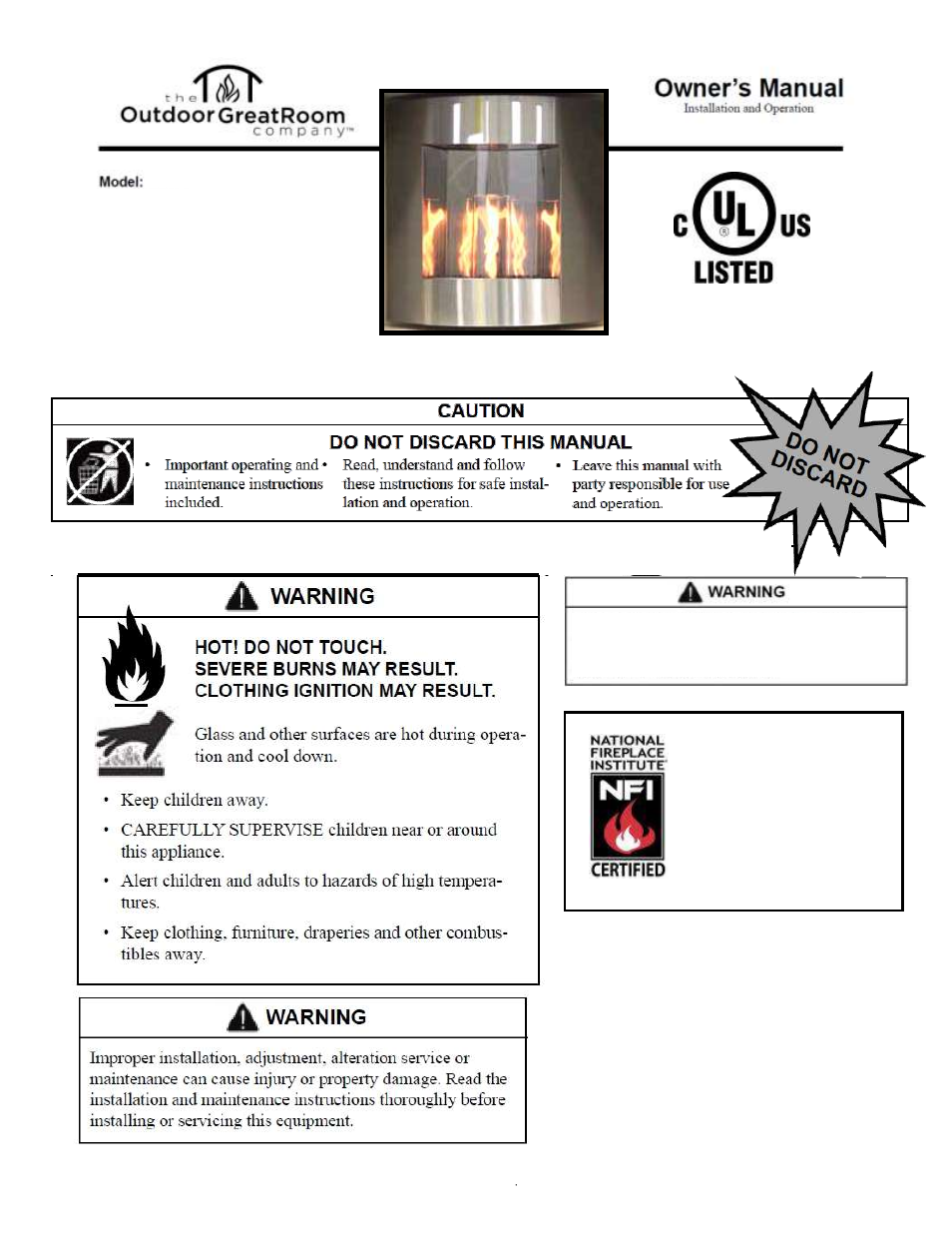 Outdoor Great Room Inspiration Fireplace User Manual | 16 pages