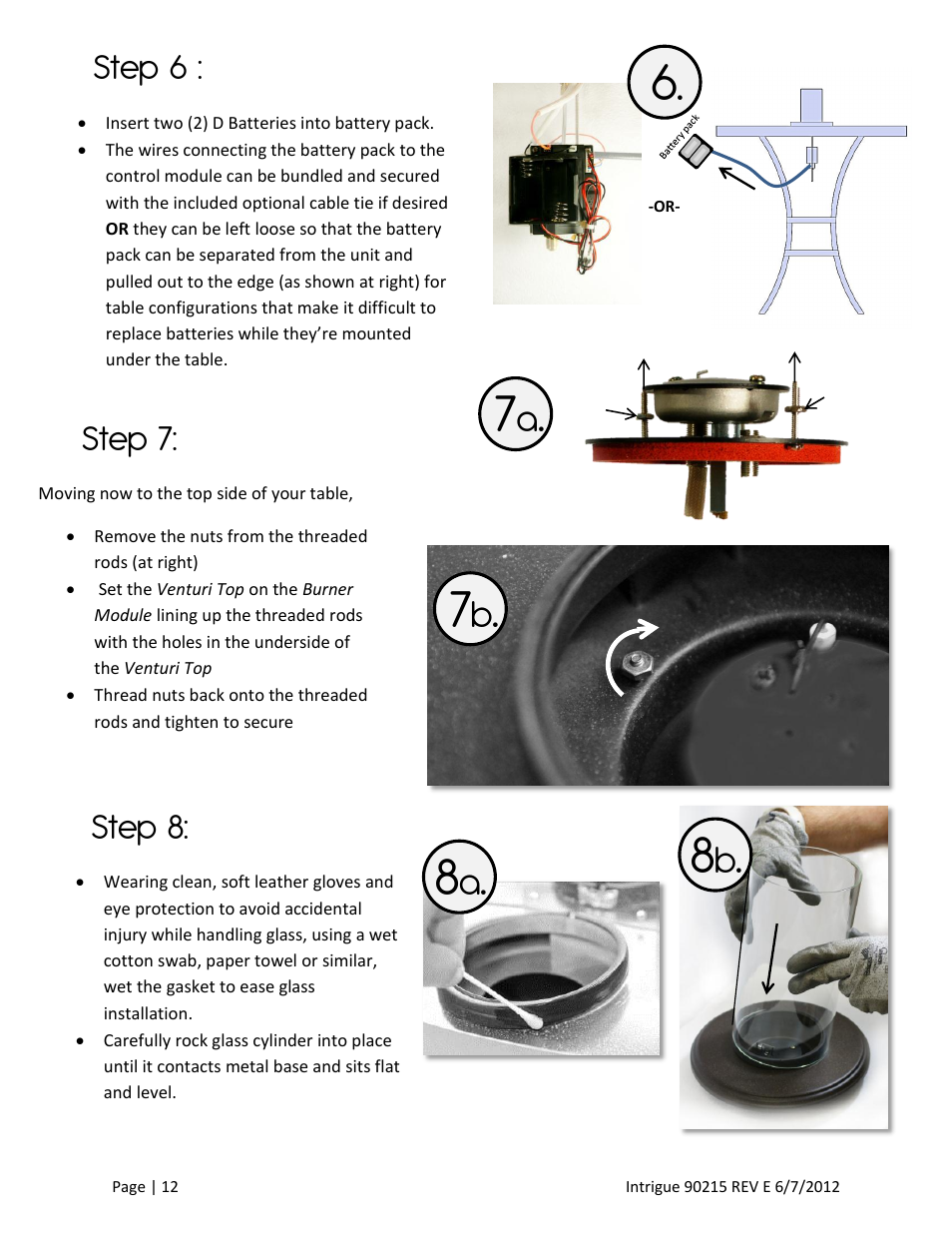 Step 6, Step 7, Step 8 | Outdoor Great Room Intrigue Table Fire Pit User Manual | Page 12 / 19