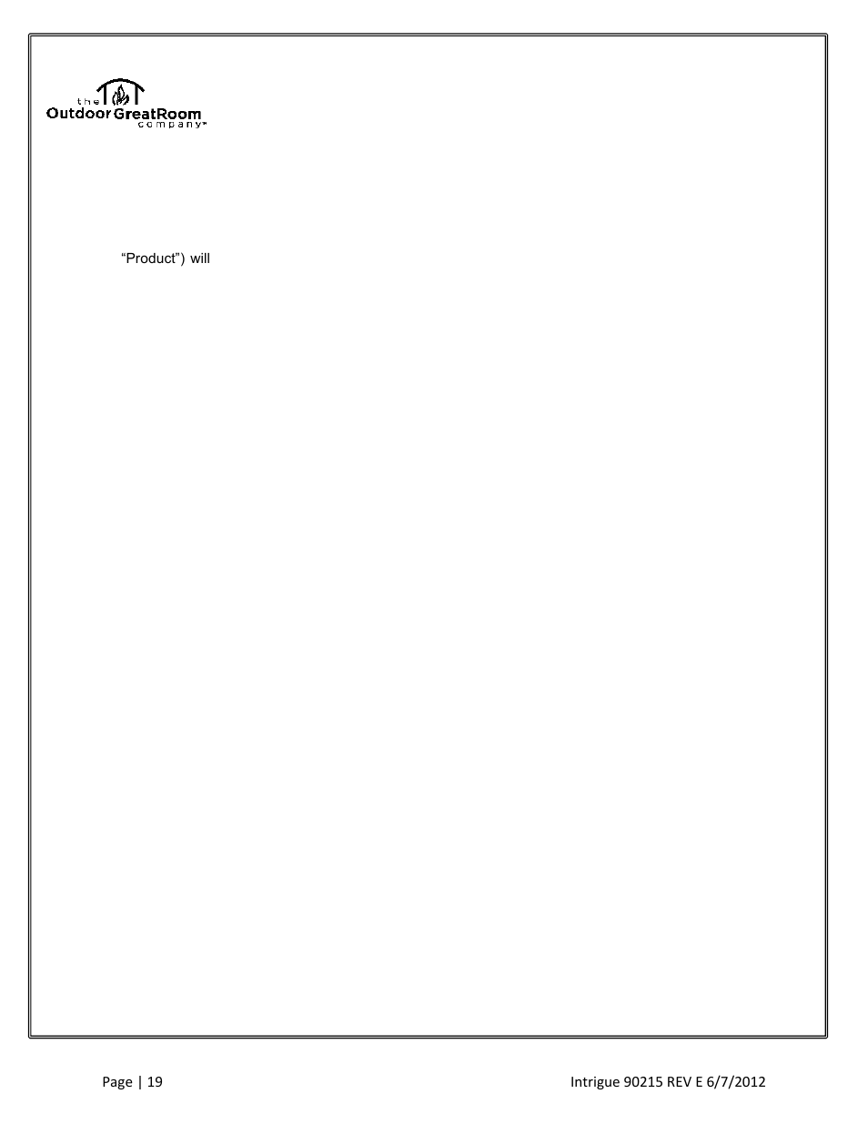 Outdoor Great Room Intrigue Table Fire Pit User Manual | Page 19 / 19