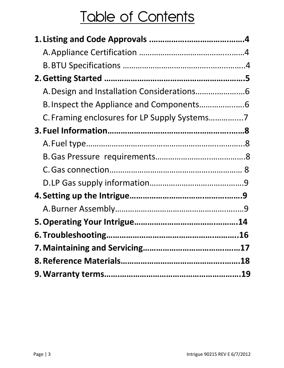 Outdoor Great Room Intrigue Table Fire Pit User Manual | Page 3 / 19