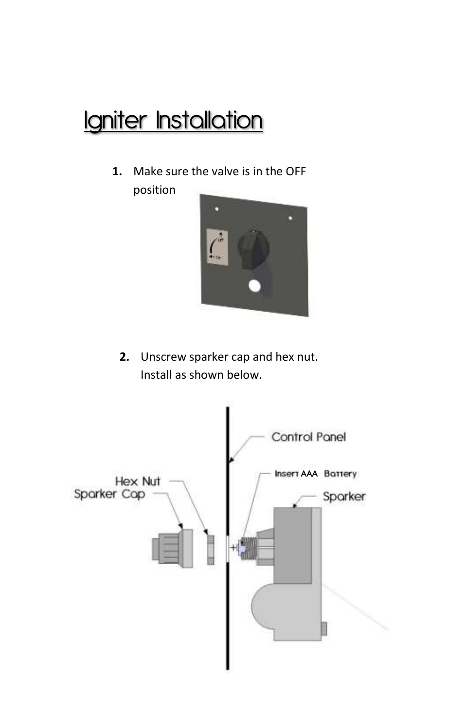 Igniter installation | Outdoor Great Room Key Largo Fire Pit User Manual | Page 6 / 12