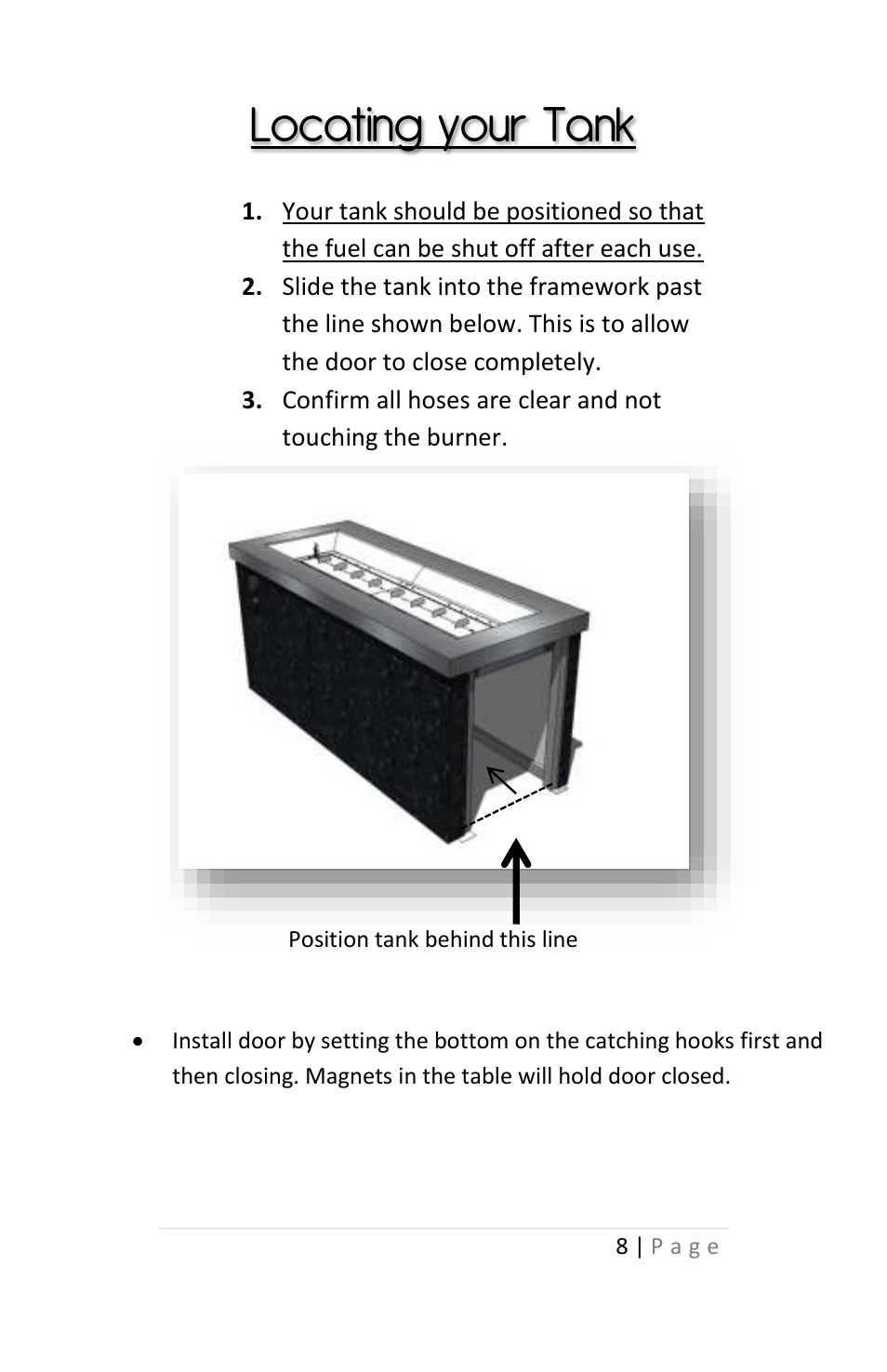 Locating your tank | Outdoor Great Room Key Largo Fire Pit User Manual | Page 8 / 12