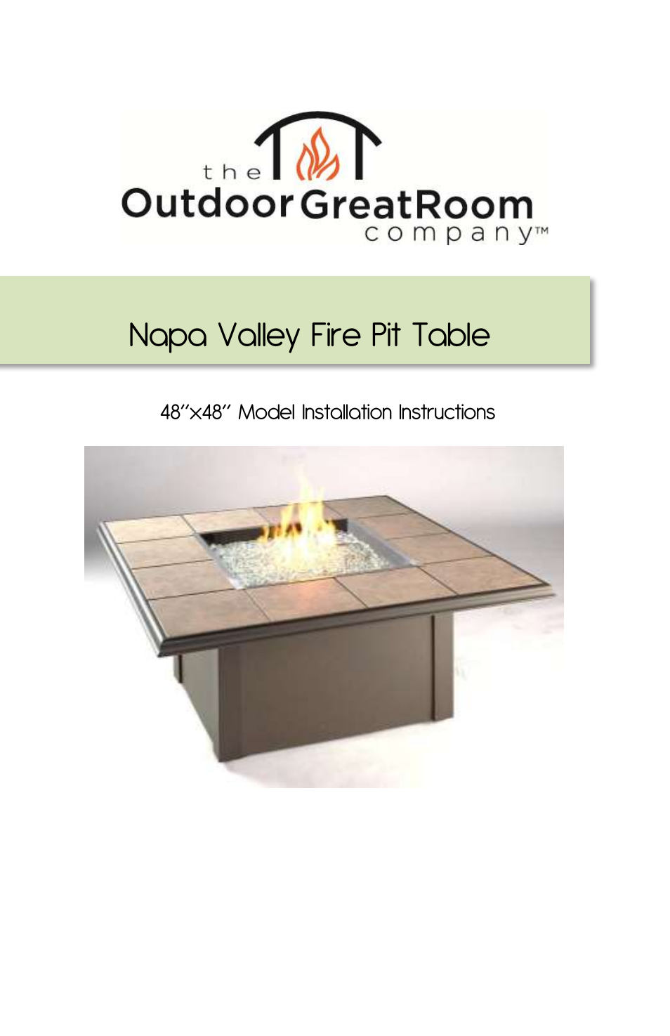 Outdoor Great Room Napa Valley 2424 Fire Pit User Manual | 12 pages