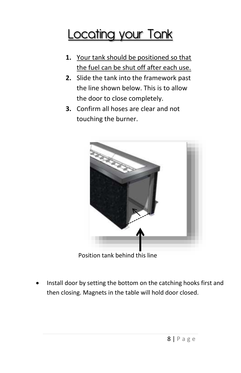 Locating your tank | Outdoor Great Room The Pointe Fire Pit User Manual | Page 8 / 10