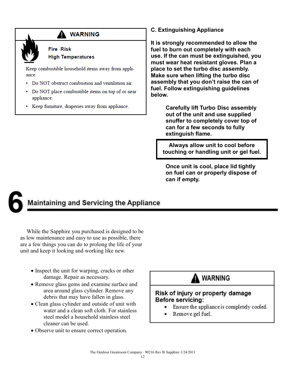 Outdoor Great Room Sapphire Fireplace User Manual | Page 12 / 15