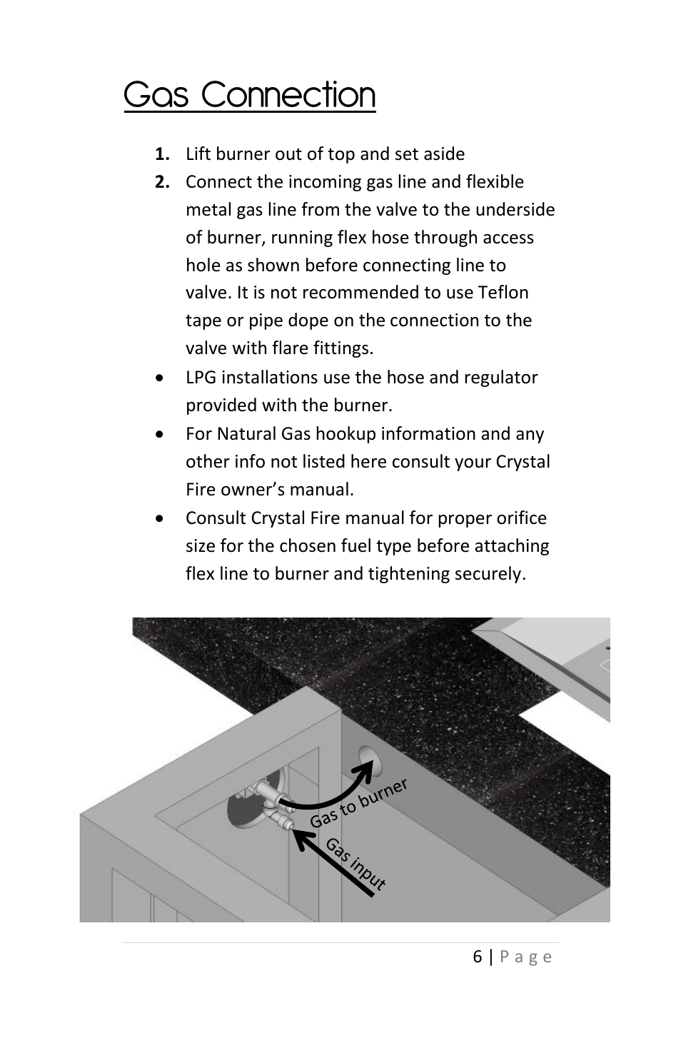 Gas connection | Outdoor Great Room Uptown Fire Pit Table User Manual | Page 6 / 12