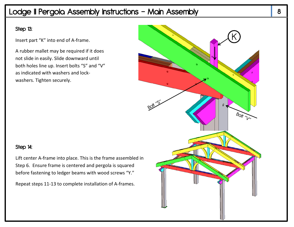 Step 13, Step 14 | Outdoor Great Room Lodge II Pergola User Manual | Page 10 / 14