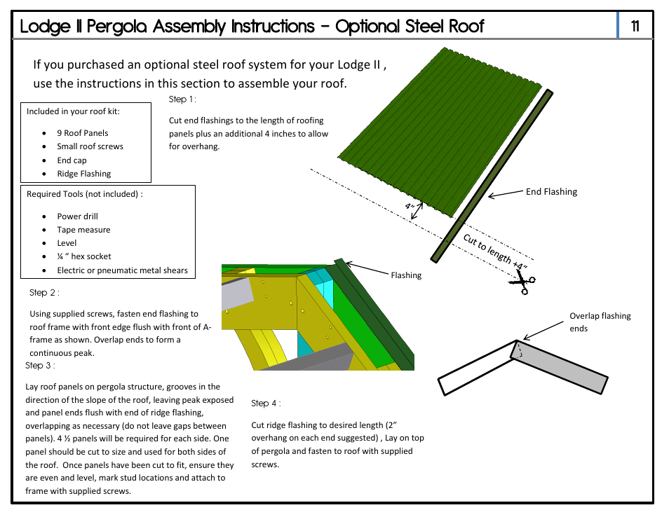 Outdoor Great Room Lodge II Pergola User Manual | Page 13 / 14