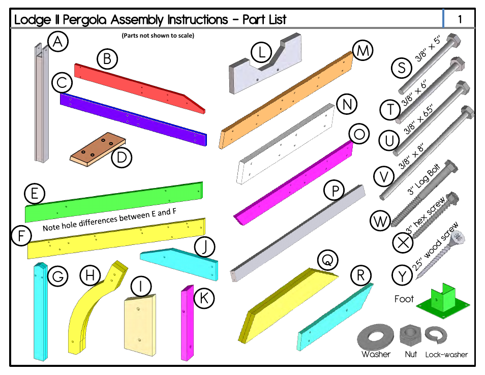 Lodge ii pergola assembly instructions – part list | Outdoor Great Room Lodge II Pergola User Manual | Page 3 / 14