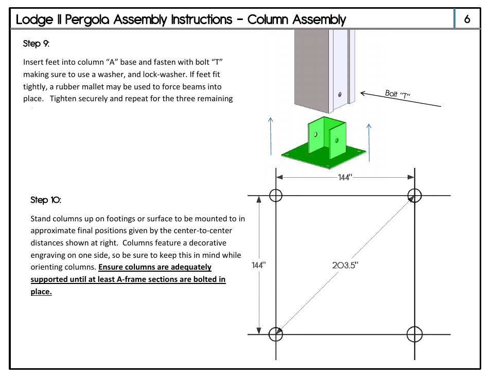 Step 9, Step 10 | Outdoor Great Room Lodge II Pergola User Manual | Page 8 / 14