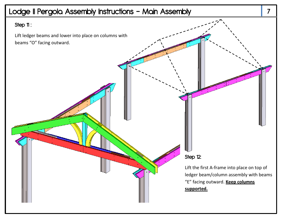 Step 11, Step 12 | Outdoor Great Room Lodge II Pergola User Manual | Page 9 / 14