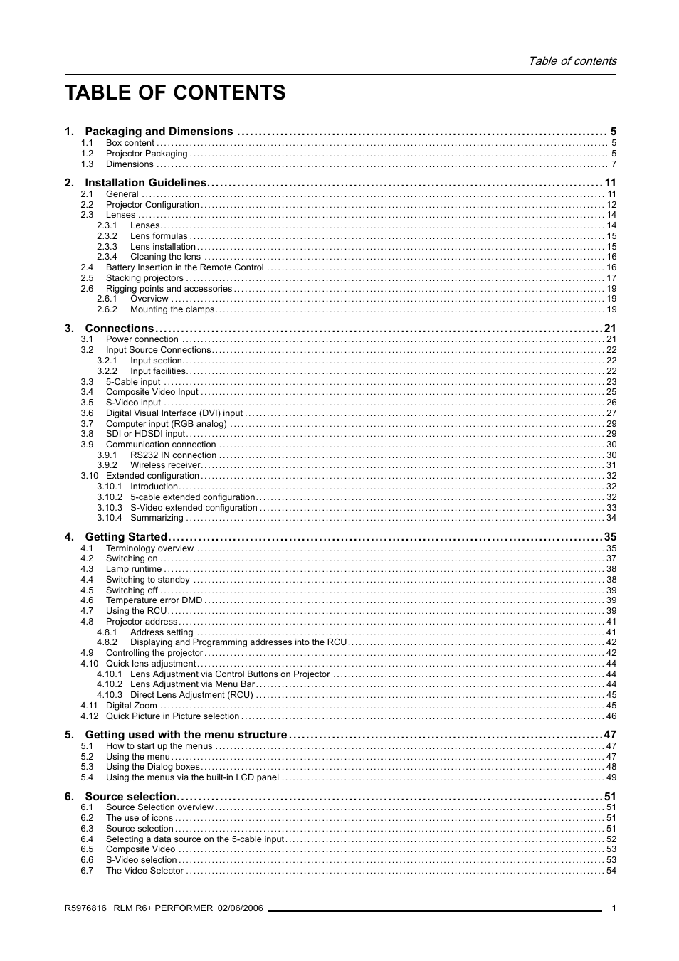 Barco RLM R6+ PERFORMER R9010270 User Manual | Page 5 / 165