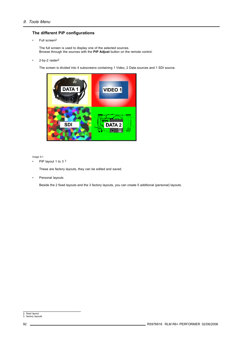 Tools menu | Barco RLM R6+ PERFORMER R9010270 User Manual | Page 96 / 165