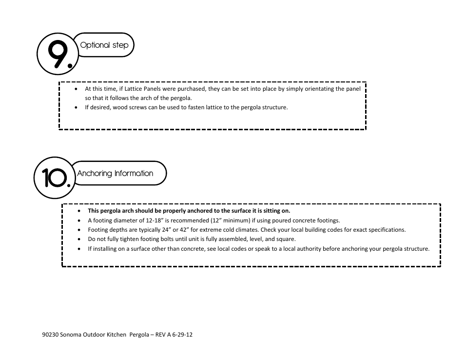Outdoor Great Room Sonoma Outdoor Kitchen Pergola User Manual | Page 8 / 9