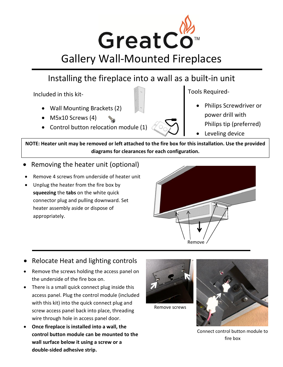 Outdoor Great Room Gallery Wall-Mounted Fireplaces User Manual | 4 pages